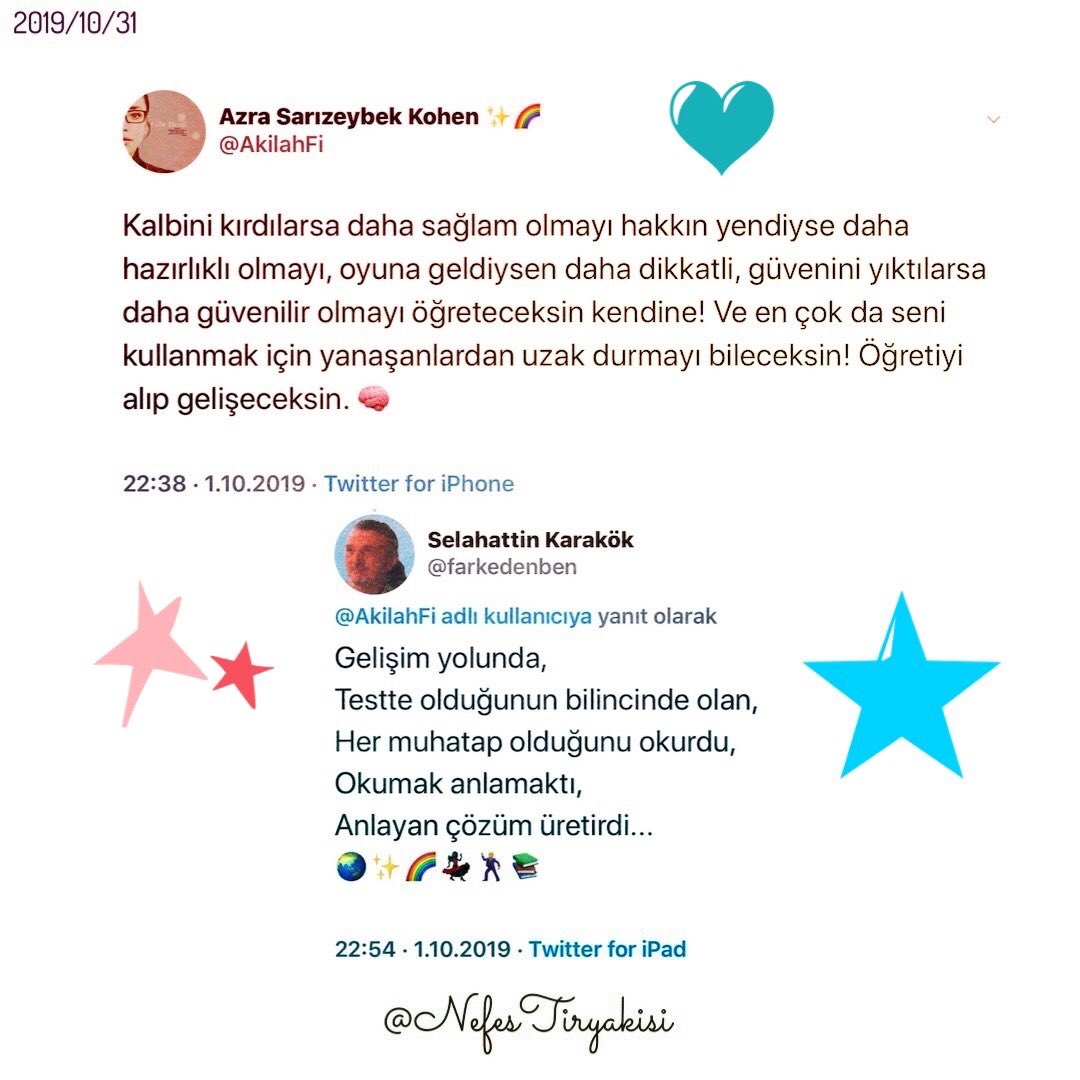 NefesTiryakisi's tweet photo. #GeceninSohbeti
🌖
...Öğretiyi alıp gelişeceksin...
#AzraKohen @AkilahFi
👁
✨
Okumak anlamaktı,
Anlayan çözüm üretirdi.
@farkedenben
🌈
#GüzelGeceler #GoodNight
#SağlamOlmak #HaırlıklıOlmak
#DikkatliOlmak #GüvenilirOlmak
#KendineÖğretmek #UzakDurmak
#ÖğretiyiAlmak #Gelişmek https://t.co/1Uz6ygqqpg
