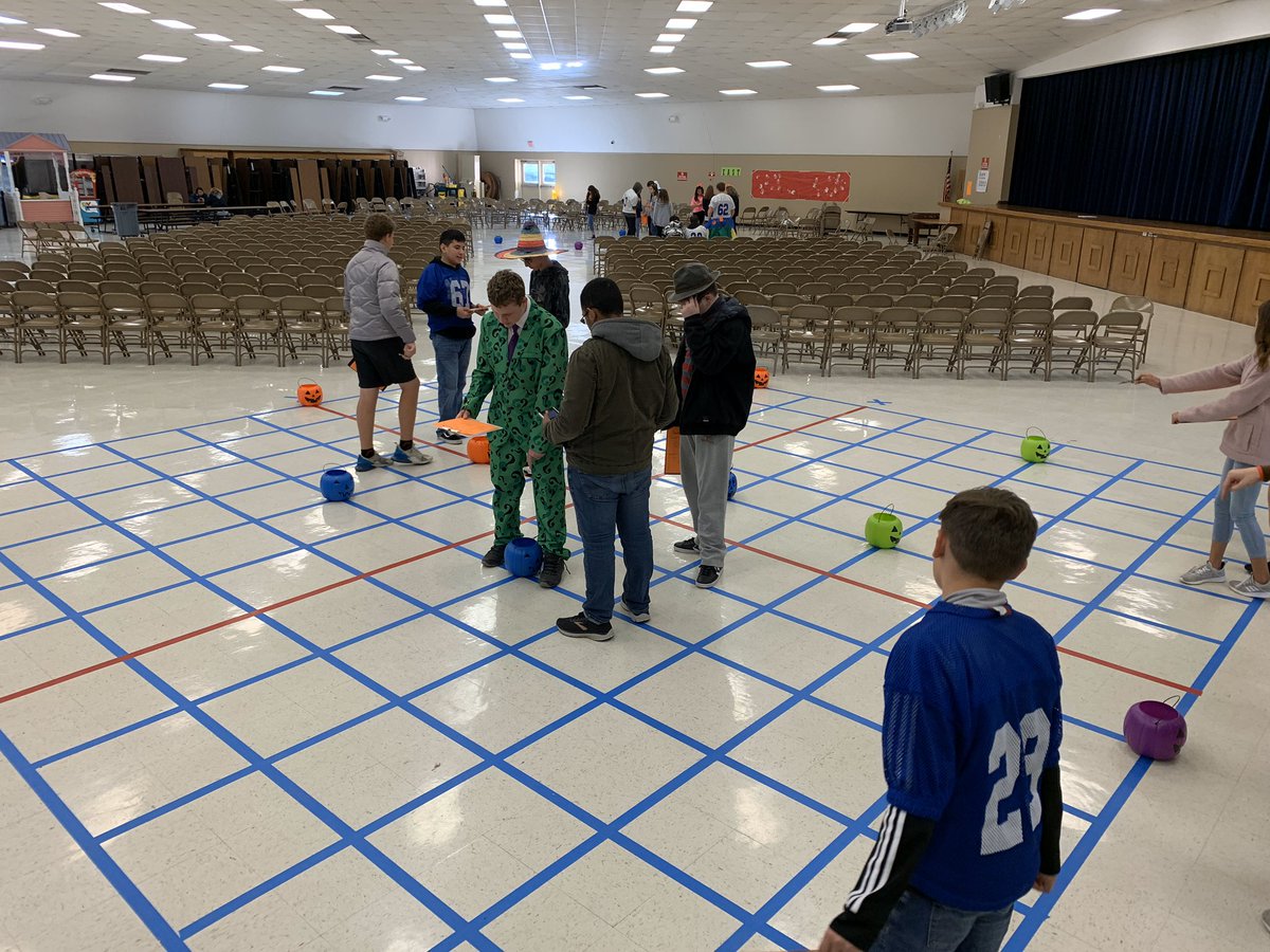 MrChoins's tweet photo. Practicing Pythagorean Theorem and writing ordered pairs on our life-size coordinate plane at RJH! A great way to spend Halloween! @whatsnewatrjh #robinsonisd https://t.co/dSXvUuTp2h