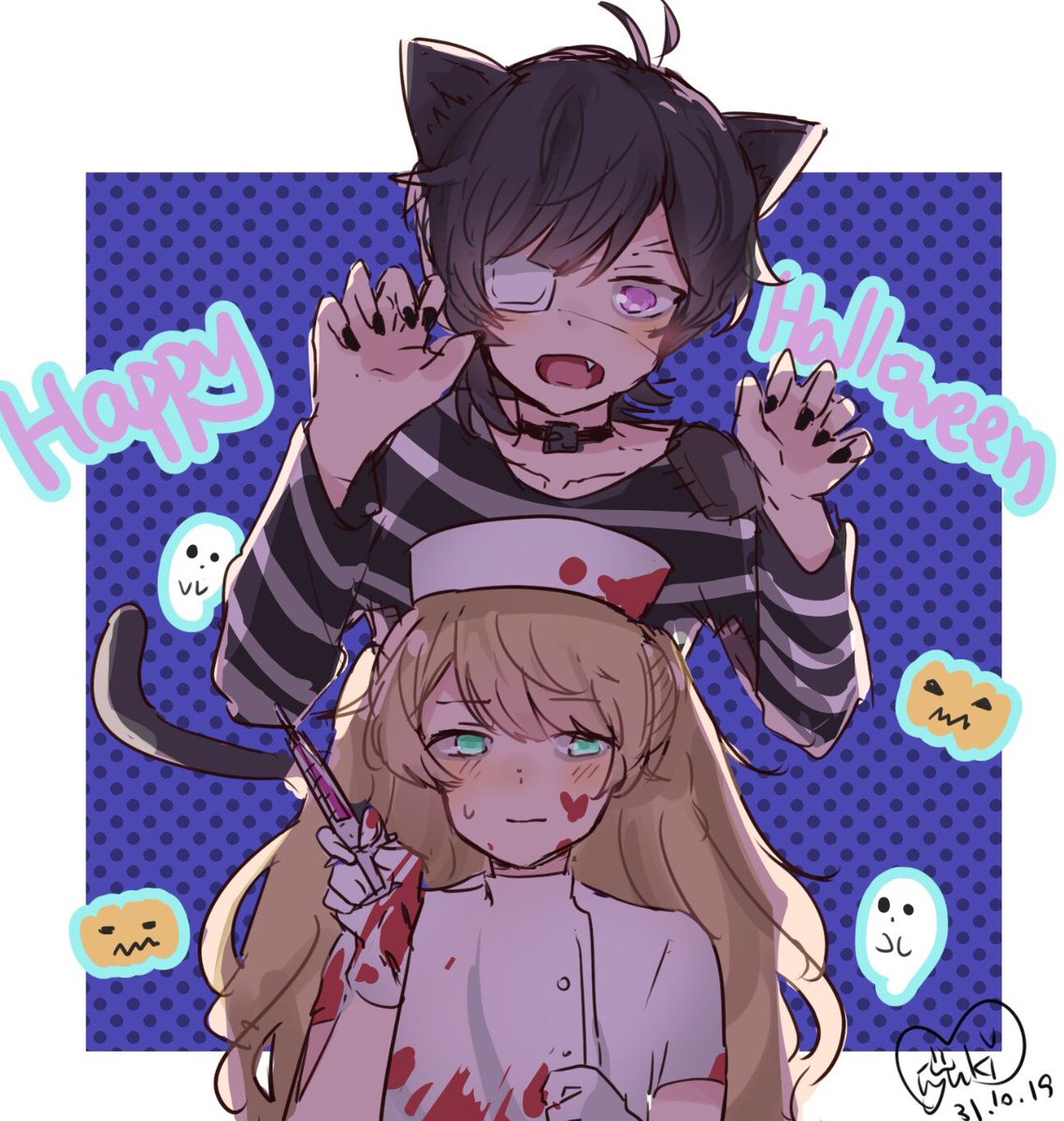 遅刻 ハッピーハロウィン 黒猫リンタロウとナースユキナリちゃん 御幸 Miyuki 10 14 Vtuber Onのイラスト 遅刻 ハッピーハロウィン 黒猫リンタロウとナースユキナリちゃん 御幸 Miyuki 10 14 Vtuber Onのイラスト
