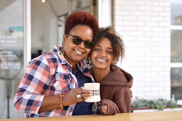 refugecoffeeco's tweet photo. Contagious smiles by Sonia and Danait 🧡☕ #shareacup #shareasmile #morethangoodcoffee #createrefuge #refugecoffeeco #friendship #communitylove https://t.co/8GIR2ZDGur