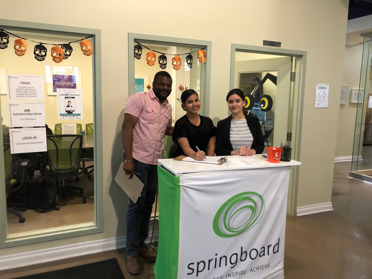 OpSpringboard's tweet photo. Another successful job fair at Springboard #Employmentservices as our employers are looking to hire candidates for 8 positions in IT, Customer Support and Customer Service.
To book an appointment with an employment specialist, please call 416-849-4421 ext 0
#Springboardservices https://t.co/tHYsIGob6t
