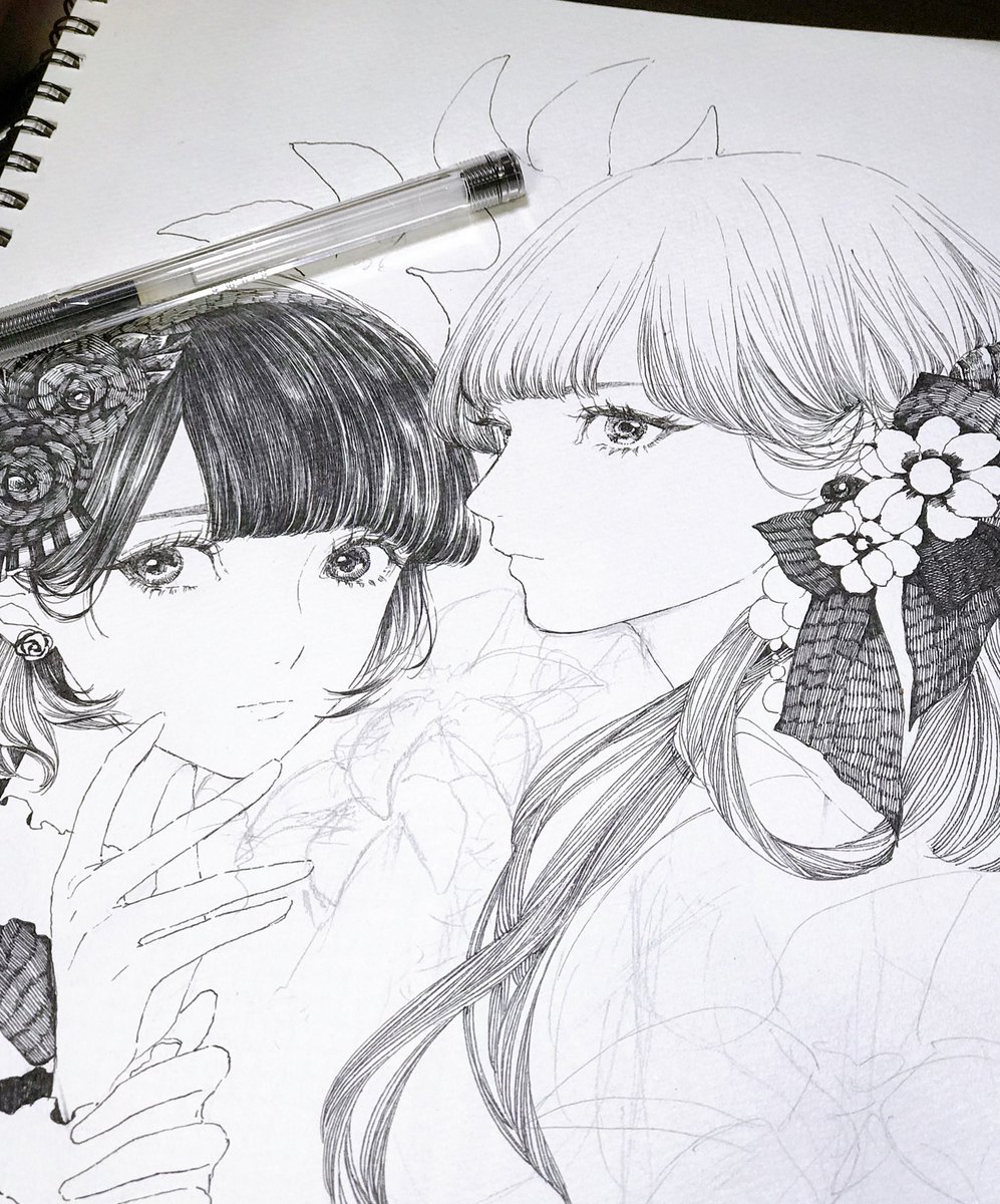 少しだけ進めました。大きな絵なので明後日中くらいには終えられるよう勧める 
