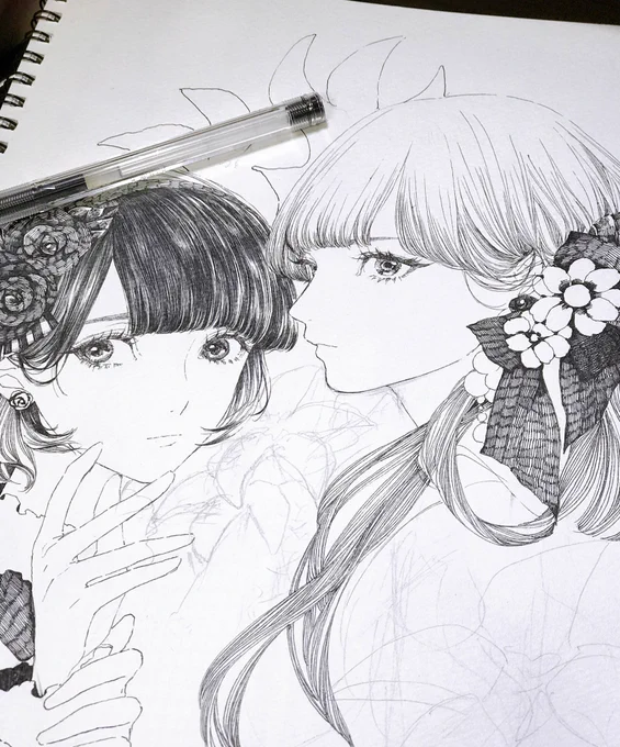 少しだけ進めました。大きな絵なので明後日中くらいには終えられるよう勧める 