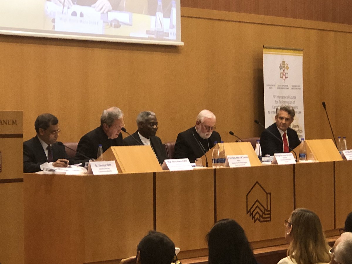 VaticanIHD's tweet photo. 70^ Anniversary of the Geneva #Conventions 1949 - celebrations #Augustinianum w/ @CardinalTurkson #MonsDuffé #AloysiusJohn @iamCARITAS #MonsGallagher #Pfirter @ifrc #MilitaryChaplains https://t.co/CufGtdGg6r