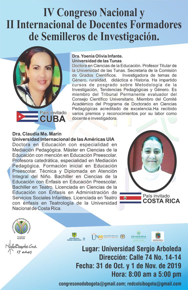 Se da inicio en la <a href="/USergioArboleda/">Universidad Sergio Arboleda | #SergistaSiempre</a> al IV Congreso Nacional y II Internacional de Docentes Formadores de Semilleros de Investigación <a href="/UniversidadUNAD/">Universidad UNAD</a> <a href="/UNIAGRARIA/">Uniagraria</a> <a href="/udistrital/">UniversidadDistrital</a> <a href="/RedCOLSI/">Fundacion RedCOLSI</a> #SomosRedCOLSI