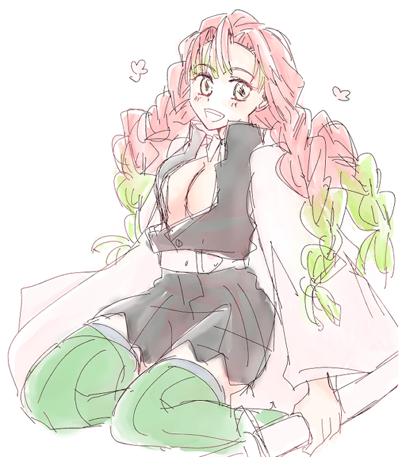 なつめさんがTwitterに投稿した甘露寺蜜璃(鬼滅の刃)のイラスト。