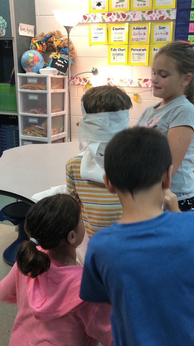 PcpsStudents's tweet photo. @lgayersFRES and @EbonyFleming77 Ss enjoying a Halloween challenge  - which team can wrap a friend first?!? #collaboration @FRESWarriors @PCPS_Supt https://t.co/1e4Vq8C3YU