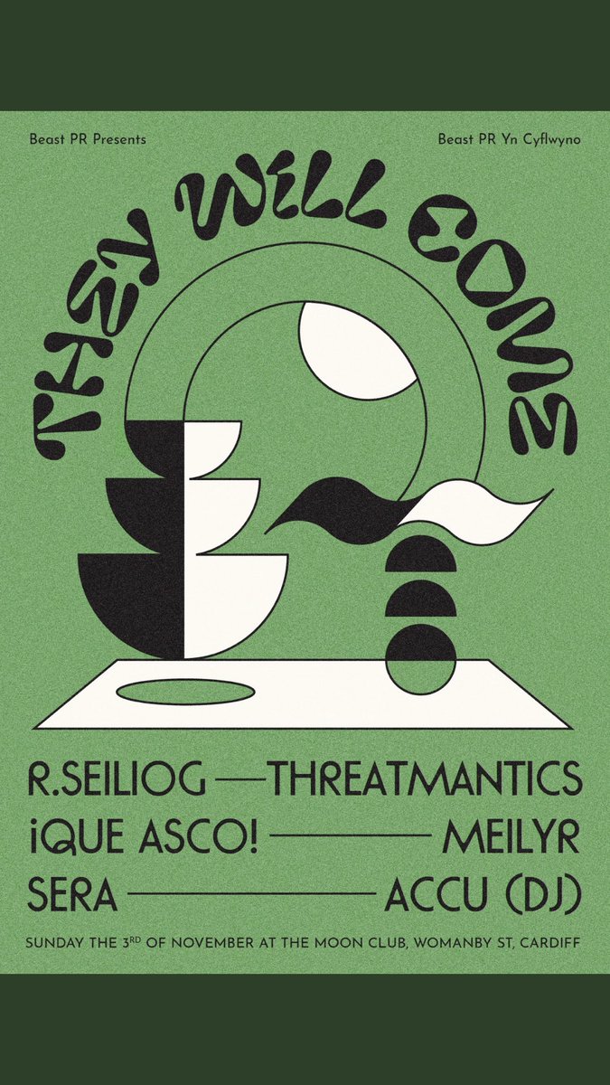 Sunday people! We can’t wait for this fabulous half dayer at <a href="/TheMoonCardiff/">The Moon Cardiff 🎟️SUPPORT YR LOCAL MUSIC VENUE</a> curated by <a href="/BeastPRUK/">Beast PR 🏴󠁧󠁢󠁷󠁬󠁳󠁿🇺🇦🏳️‍🌈</a> with <a href="/threatmantics/">Threatmantics</a> @ACCU___ <a href="/MeilirMusic/">M E I L I R</a> <a href="/Serasongs/">Sera</a> <a href="/seiliog/">R.SEILIOG</a> 4pm £10 bargain