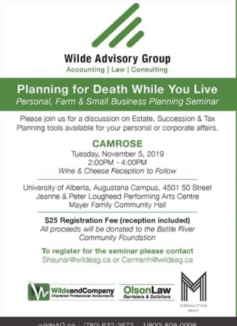 khilhorst5's tweet photo. Looking for some more information for your farm, personal or small business? #estate #succession #tax #toolsinyourtoolbox  Join me in Camrose for a quick 2 hour session next week! RSVP below https://t.co/b1WQsY0SQp