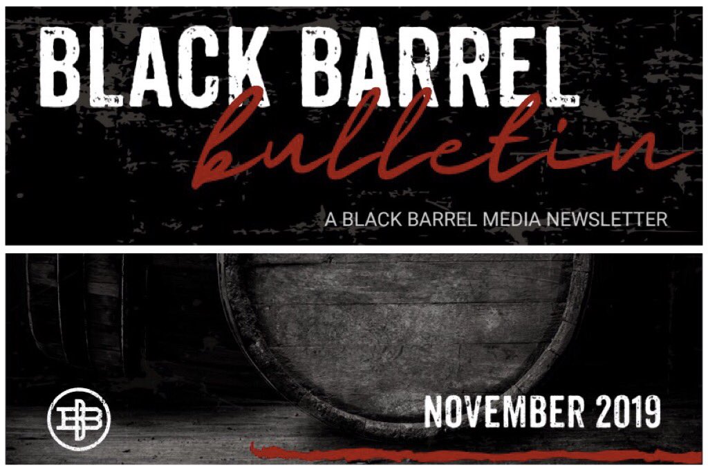 BBarrelMedia's tweet photo. Vol. 1 of our Black Barrel Bulletin comes out next week! To receive insider info on our shows, who’s joining our team, listener spotlight and more — sign up for our mailing list at the bottom of our website homepage: https://t.co/RYdP2LOsXK https://t.co/mG1x7xtE9g