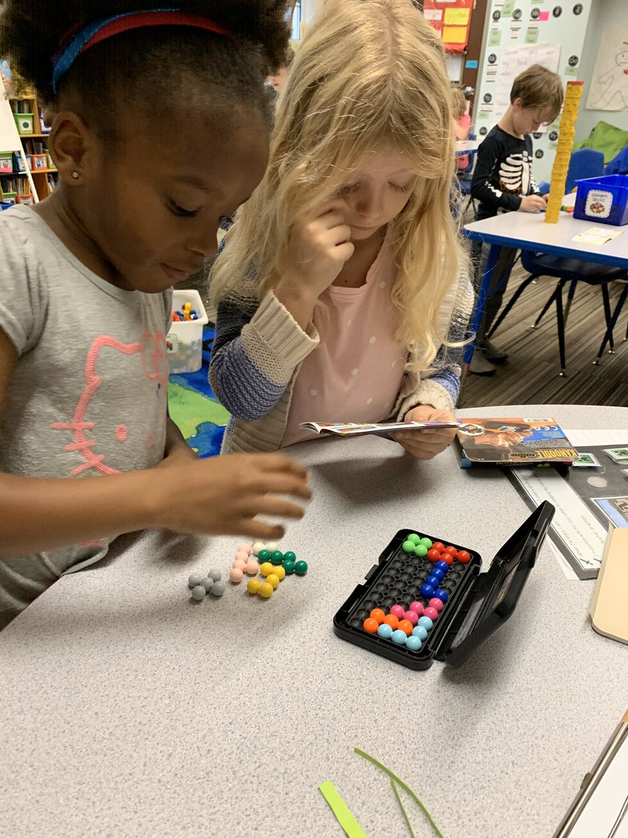 Indoor recess doesn’t stop our fun ! Build Language skills with <a href="/Headsup/">Heads Up!</a> solving brain-teaser puzzle, tinkering with pattern blocks and so much more!