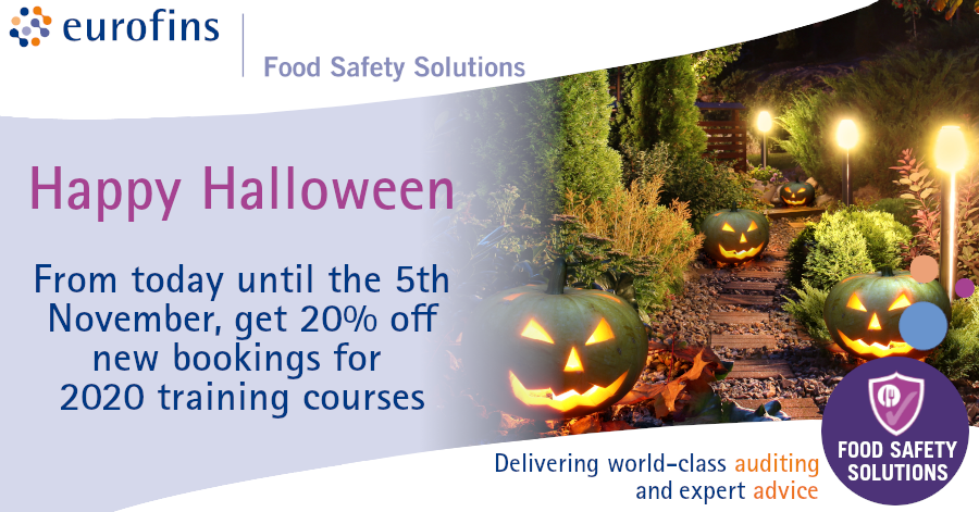 EurofinsFA's tweet photo. Happy Halloween! Be sure to mention our Halloween discount when booking your place on any of our 2020 training courses. To book your place contact us on training@eurofins.co.uk or visit our website https://t.co/UGpmfHQSvf https://t.co/uLCjZk0aLK
