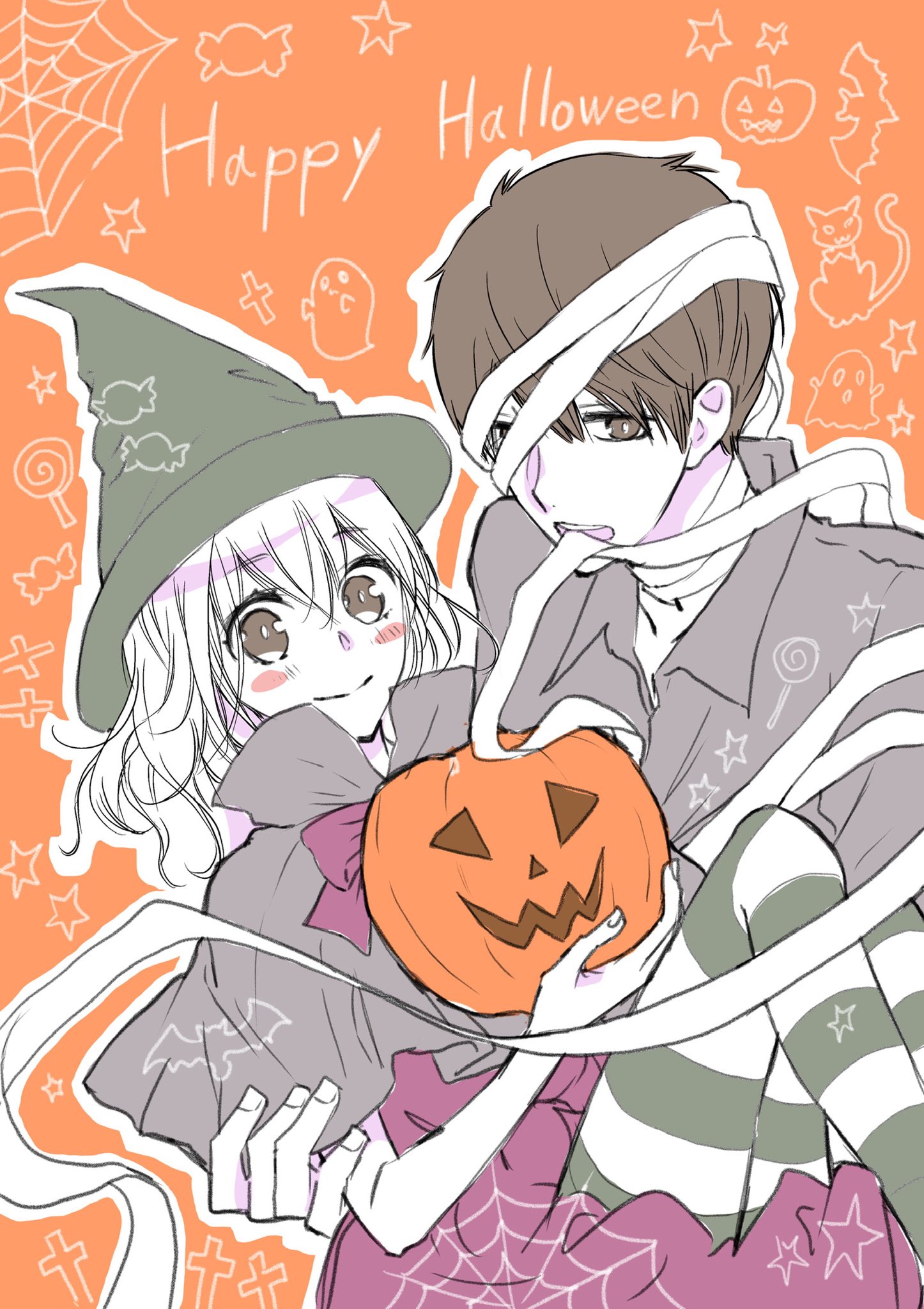 華谷艶 はなやえん 黒猫に甘噛み 実はハロウィンは昨日だと思ってて イラスト アップ間に合わないと思ってたけど今日だとさっき知ったのでがんばってイラスト完成させましたhappyハロウィン E O ﾌｩ ハロウィン イラスト Halloween19