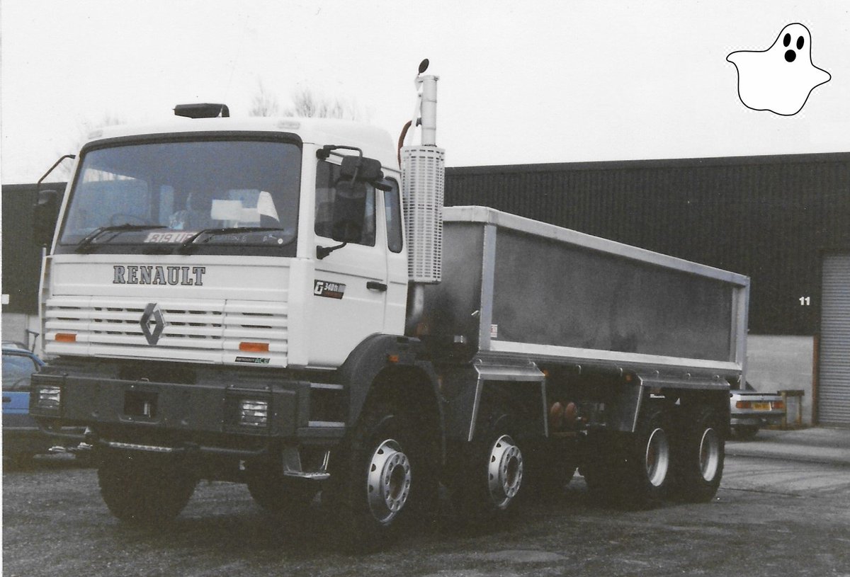 gtbltd's tweet photo. Clear sided tipping body built on @RenaultTrucksUK G340h chassis back in December 1994. (Complete with added ghost.) #tbt #halloween https://t.co/UaJbrJL2hH