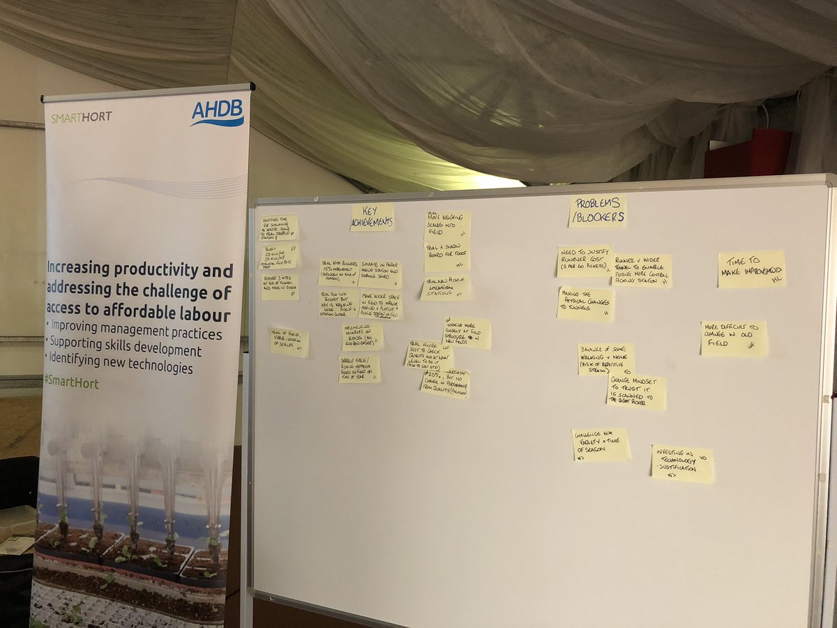 Time to capture key achievements and also the problems and blockers that companies have had when trialing new ideas and processes. This afternoon will look at how we can overcome some of these and push for further productivity improvements #smarthort <a href="/AHDB_Hort/">AHDB Horticulture</a> <a href="/ltd_usp/">Fedden Usp ltd</a>