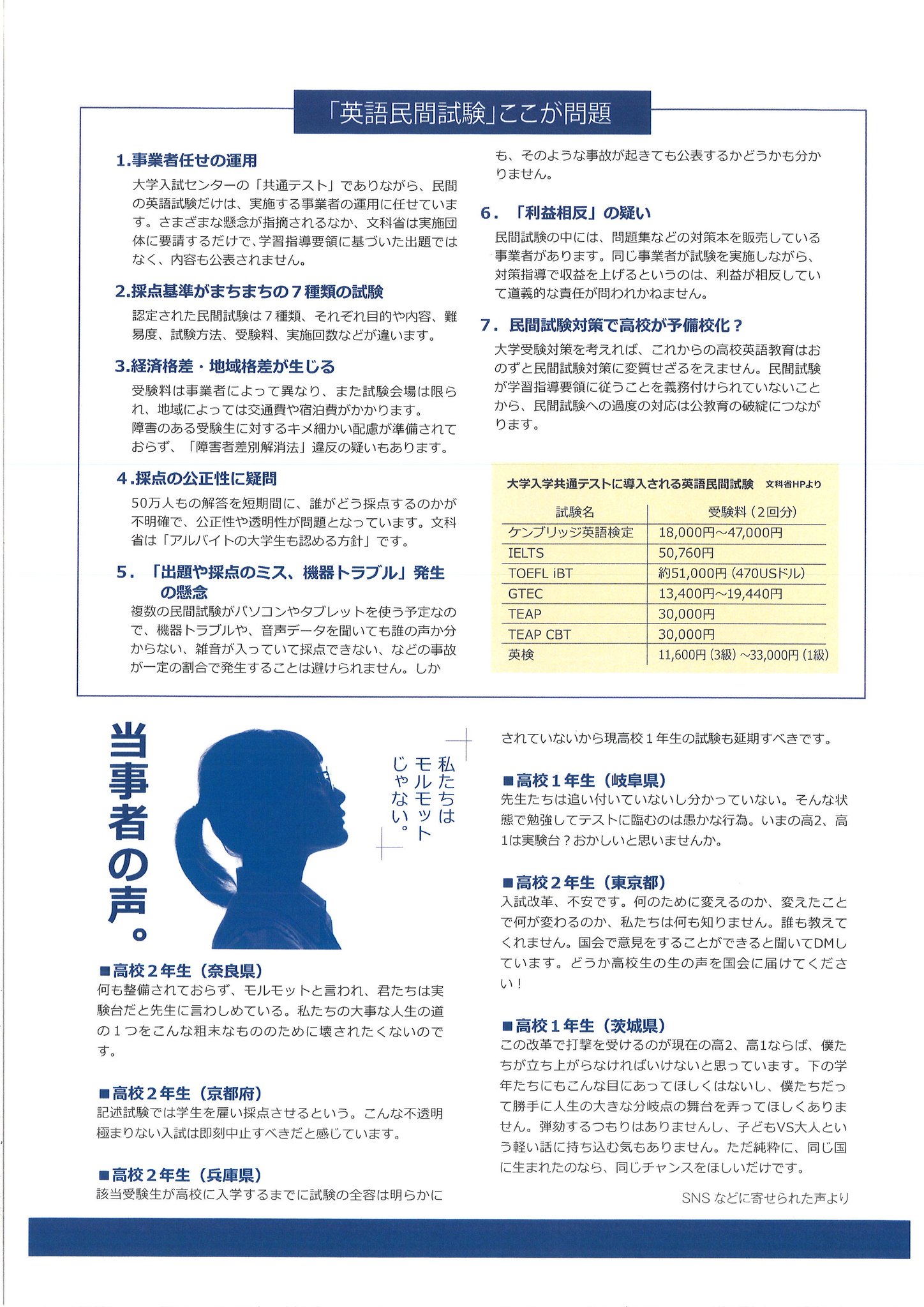 ট ইট র 立憲民主党 国会情報 災害対策 本日10 31 木 野党共同で 英語民間試験の延期を求める会 を開催 安住委員長は 教育の不平等こそ最も憎むべきものだ と挨拶 当事者である予備校の先生と高校生6名が 試験会場が決まっていない不安 交通費や宿泊