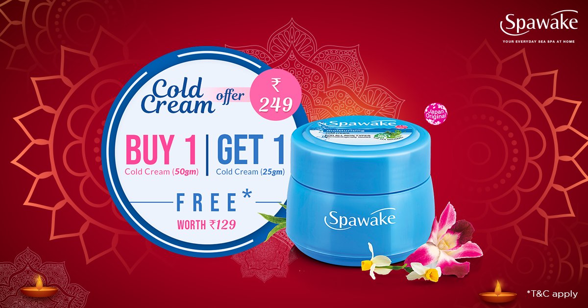 SpawakeIndia's tweet photo. Double celebration this festive season! Buy 1 Cold Cream(50g) for Rs 249/ and get 1 Cold Cream(25g) worth Rs 129/ free! Buy now! 🙂❤️😍 #Spawake #ColdCreamOffer
Shop now at 👉 https://t.co/SZZ5r77MoH 👈 https://t.co/1dRovXrKpZ