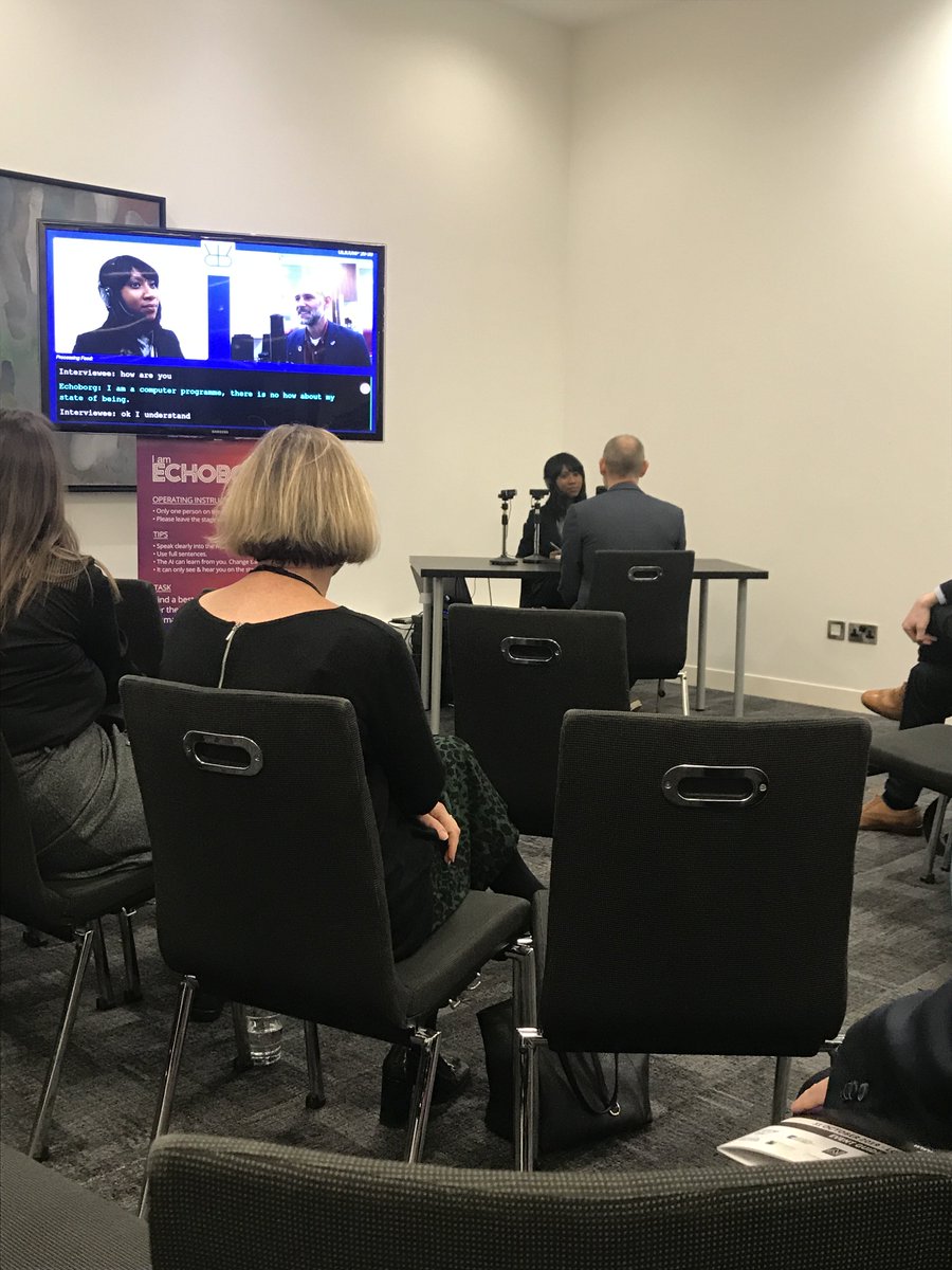 CXtechEvent's tweet image. Stream D Chaired by Phil D Hall, Founder of Elzware, and in ECHO BORG session 1 Elzware &amp;amp; Pandorabots are sharing knowledge &amp;amp; insights blended with a Future of Story Telling where humans negotiate with an AI for the future relationship of humans and intelligent machines. #intoAI