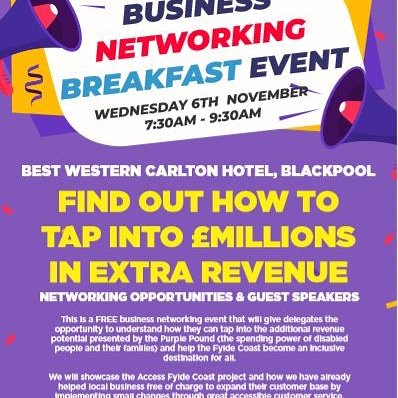 AccessCoast's tweet photo. 💥Do you own a #business
in#Blackpool #Fylde #Wyre? 
✨ Interested in a free networking event  aimed at #BusinessGrowth and how to tap into £249bn in UK-wide revenue? 
Click here to book 👇
https://t.co/doWz92sYFP https://t.co/cVJq3rvvGr