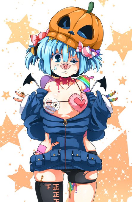 ハロウィンにとりちゃん。寒そう 