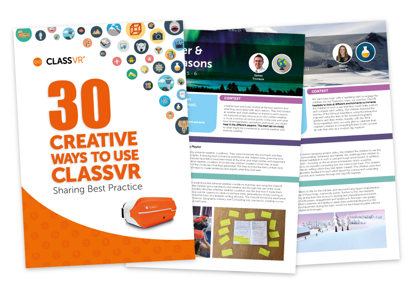 Teachers all over the world use #ClassVR in a variety of ways. We are always interested in hearing more about how YOU are using ClassVR in YOUR classroom.

Get in touch with us to hear more about our ‘50+ Creative Ways to Use ClassVR' project. Deadline 22 Nov 2019.

#VRARinedu
