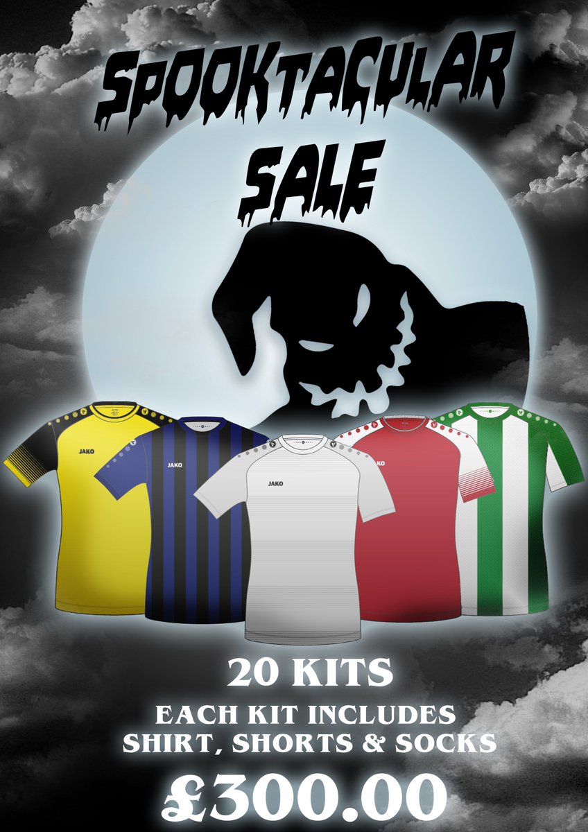 JAKOUKOFFICIAL's tweet photo. Don't miss your chance on this little treat! Spooktacular sale now on! Call us on 020 3370 1234 for more details.
 #halloween2019 #halloween #sport #football #kits https://t.co/4rnI6m9Q5U