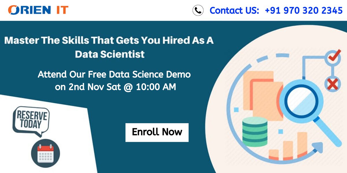 Orien_IT's tweet image. Free Demo Session On #DataScience at #OrienIT on 2nd Nov 10 AM
Register Here: townscript.com/e/free-demo-se…
forms.gle/EokWWb1fCsqhPt…
For More information : orienit.com/courses/data-s…
#datasciencedemo #datasciencetraininginhyderabad
 #freedatasciencedemo