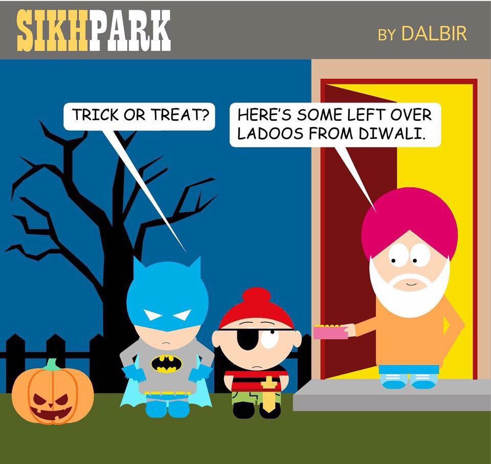 SikhPark's tweet photo. Happy Halloween ๐ Hope you have not given away your left over Diwali mithai. #halloween2019 https://t.co/eyggboReNy