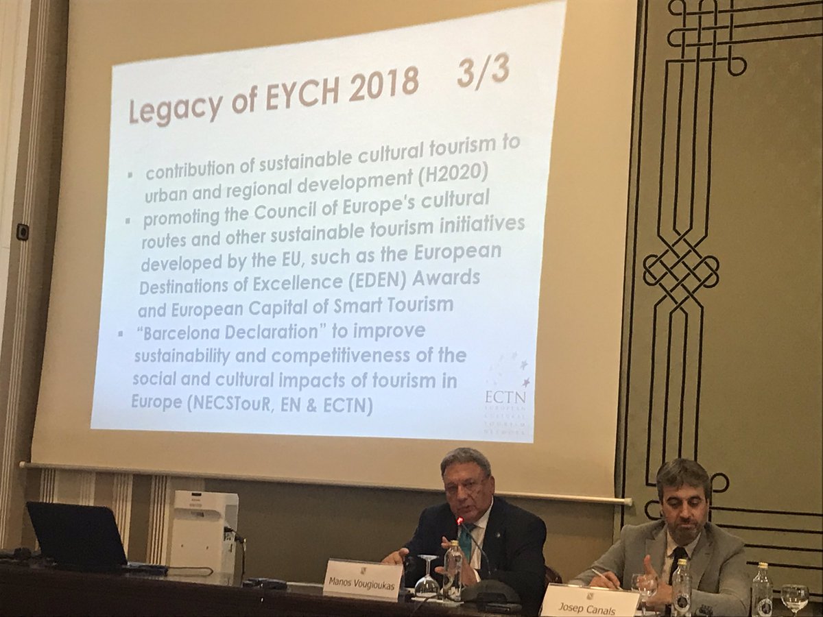 @ManosVougioukas Secretary General of @ectn_eu mentioning the @NECSTouR #barcelonadeclaration as a #EuropeforCulture 2018 legacy in the XV annual conference of the Mediterranean Comission of the European League for Economic Cooperation. Thank you very much!