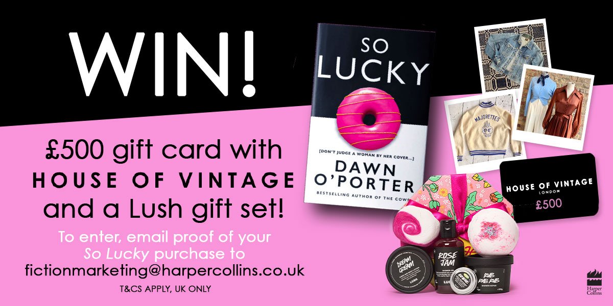 HarperFiction's tweet photo. Fancy a treat? 🍩 To celebrate the publication of #SoLucky, we've partnered with @HOV_UK to give away a £500 gift card plus a Lush gift set!

To enter, email your proof of purchase to fictionmarketing@harpercollins.co.uk 📨

T&amp;Cs apply, competition closes 30th November 2019. https://t.co/Oxf8hgeSBm