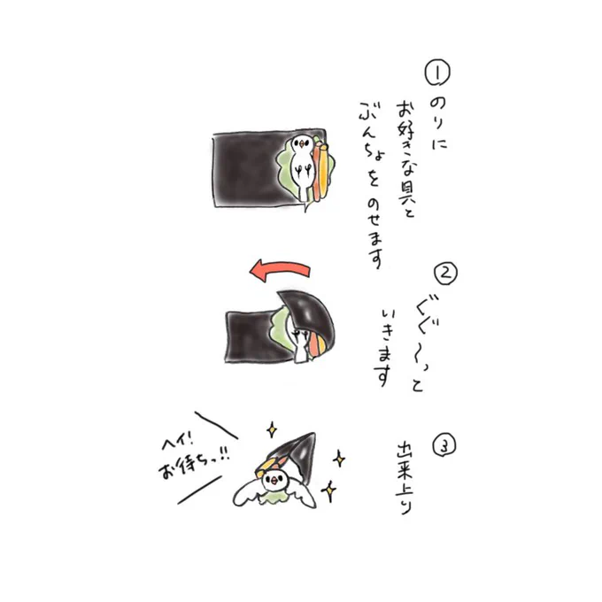 ぶんちょ手巻き寿司の巻き方 