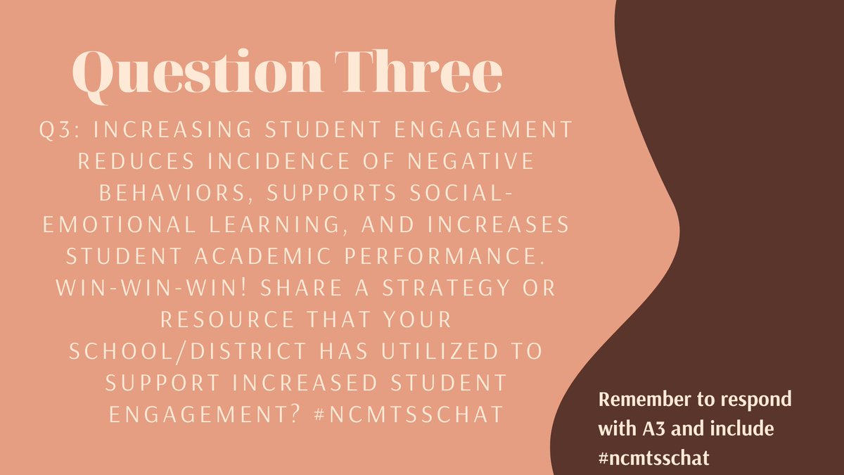 ncmtss's tweet photo. No matter what incredible instructional strategies you have in place, if your students are not engaged, the strategies won't have the expected impact. 
Join the 
#NCMTSSchat  Q3
by retweeting with a comment and tagging a fellow Twitter friend.
Right, @DoppkeKelly  ? https://t.co/Oyay4EW1vX