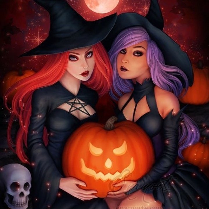 Close Cute Young Girls Halloween Style Stock Photo