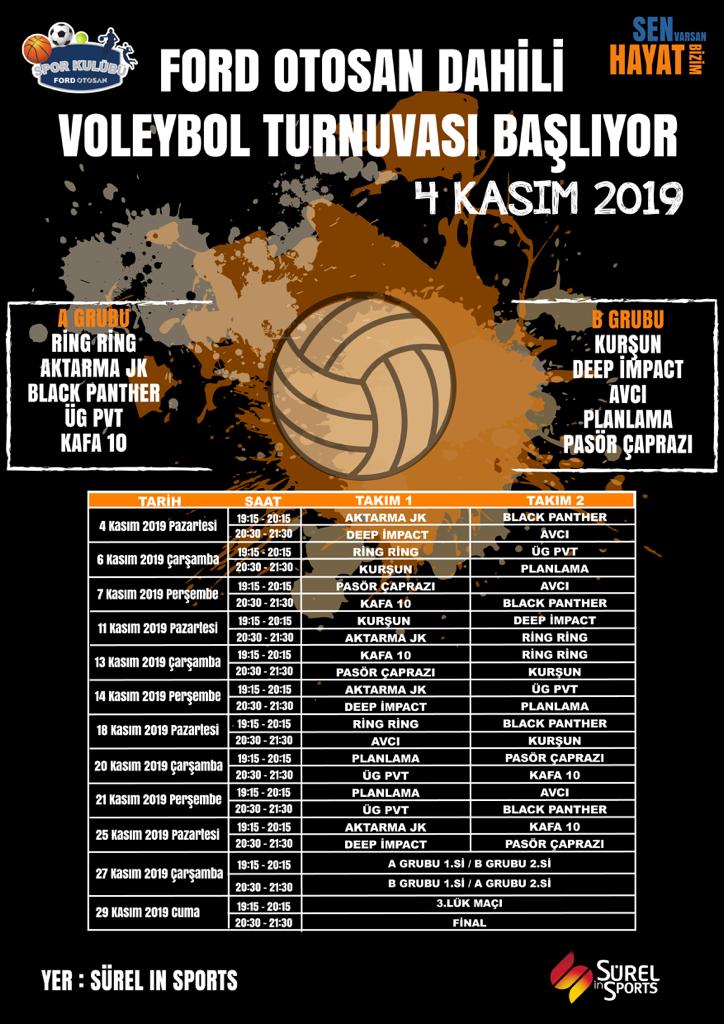 SurelSports's tweet photo. FORD Otosan Dahili Voleybol Turnuvası 4 Kasım 2019 Pazartesi günü Sürel in Sports Tesislerinde Başlıyor... Tüm voleybol severleri maçları izlemeye bekliyoruz. #sürelinsports #fordotosan #voleybol #turnuva #heryaştaherkesiçinspor https://t.co/BvoD0ioKzT