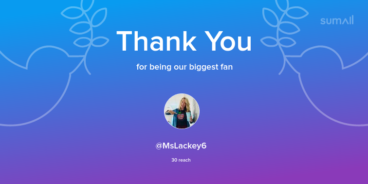 Our biggest fans this week: MsLackey6. Thank you! via sumall.com/thankyou?utm_s…