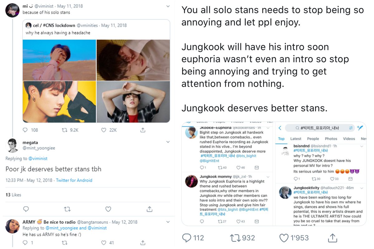 And then they guilt tripped jk stans into believing that unless they gave other members more praise, hype and attention as they did jk, they were of the “bad” sort. Standing up for jk was basically outlawed and has you filed under the “ultimate undesirables”, jk solo stans