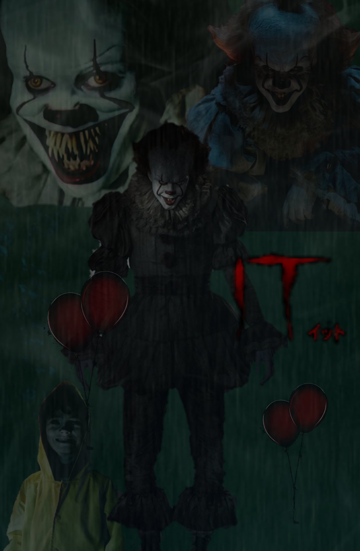 ケイズsd 今日は ハロウィンということで ホラー映画 It の ペニーワイズの壁紙を作りました ハアィ ジョージ 色は 赤に見せると思わして実は 黒っぽい赤をチョイスしました 緑に関しては 緑ですけど 笑 T Co