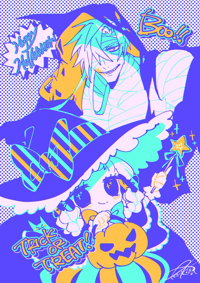 ハロウィンさてこくちゃん〜！去年ノベルティ用に描いたやつ🎃😈🧙‍♀️✨