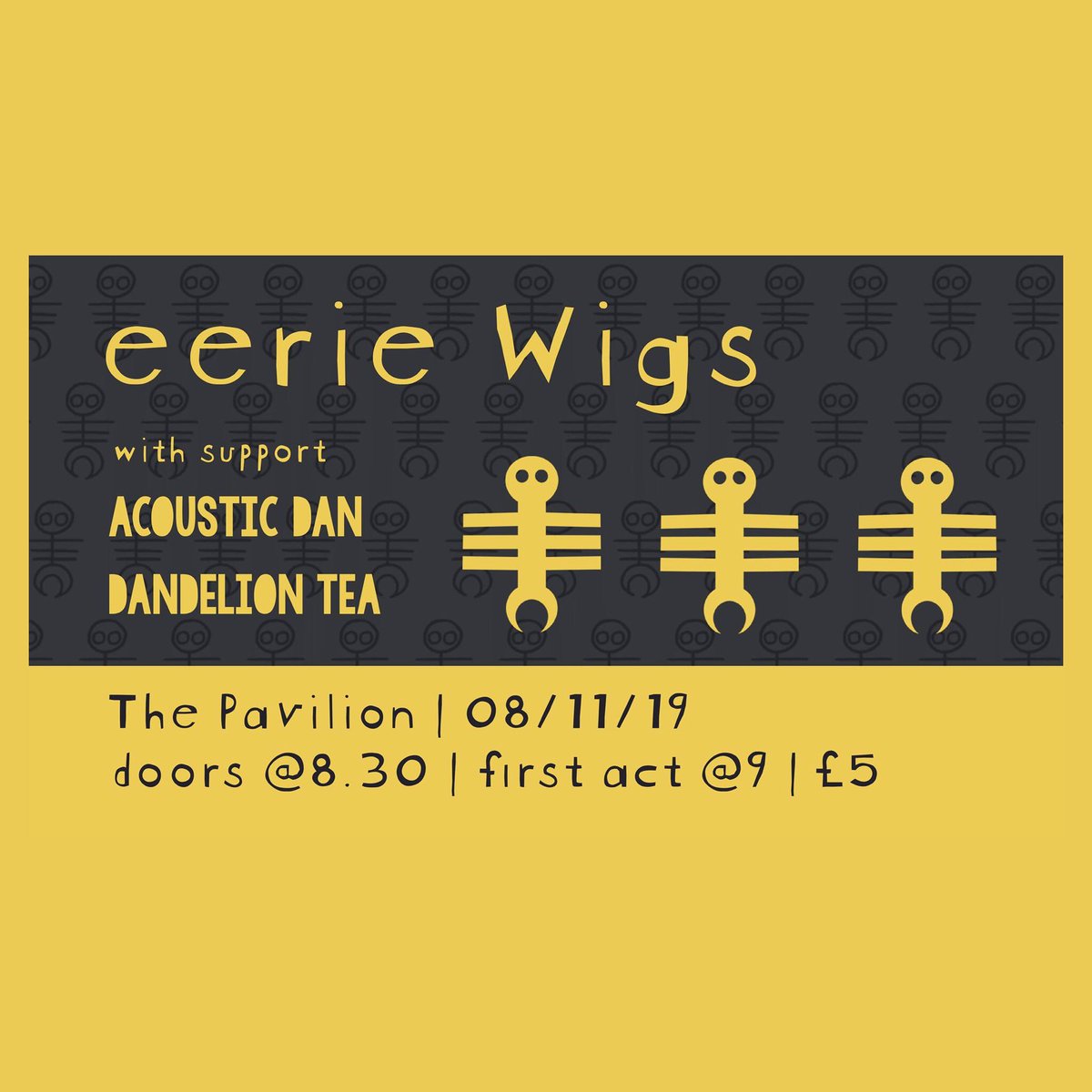 Missed us last week? Not to worry! We'll be supporting our friends, Eerie Wigs! On the 8th of November at The Pavilion, Belfast. We'd love to see you there! 

Share with your friends // facebook.com/events/3244867…