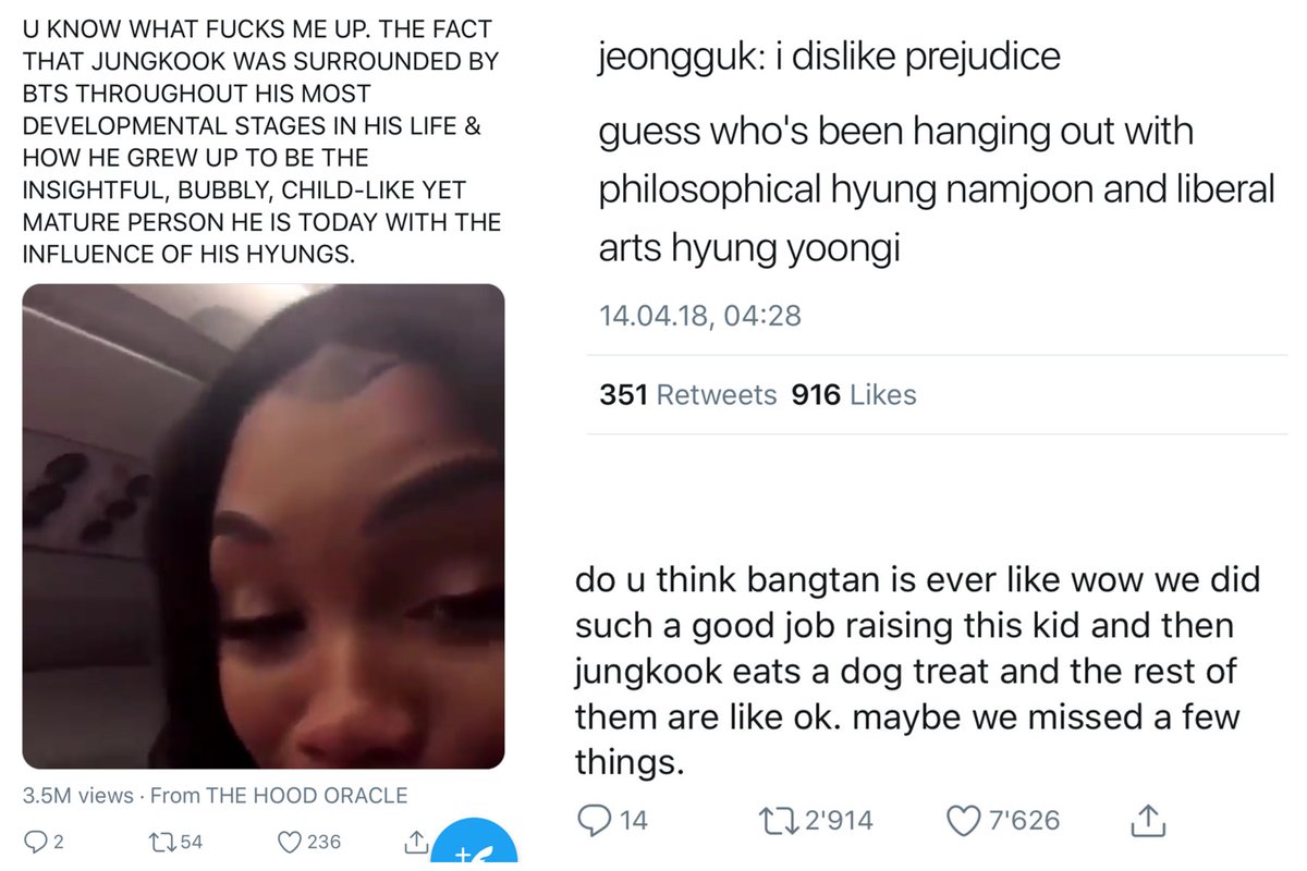 They also popularized the idea that jk’s every good quality is something he has bts to thank for. In any other circumstance giving someone else credit for your good nature, your abilities, your thoughts or your work would be incredibly rude. But armys made e/o believe it’s cute.