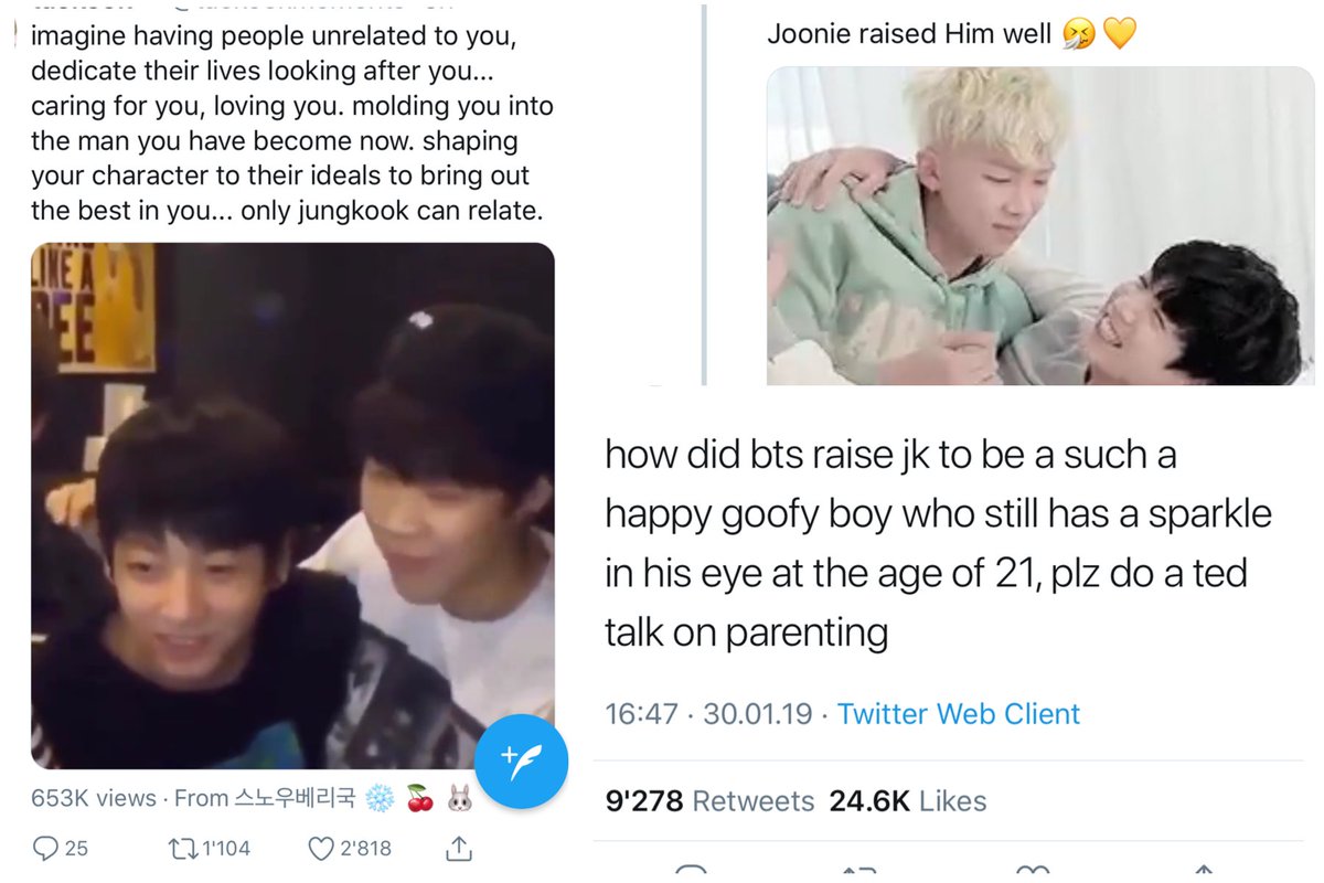 They also popularized the idea that jk’s every good quality is something he has bts to thank for. In any other circumstance giving someone else credit for your good nature, your abilities, your thoughts or your work would be incredibly rude. But armys made e/o believe it’s cute.