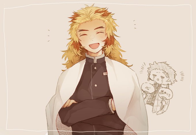 わらをさんがTwitterに投稿した煉獄杏寿郎(鬼滅の刃)のイラスト。