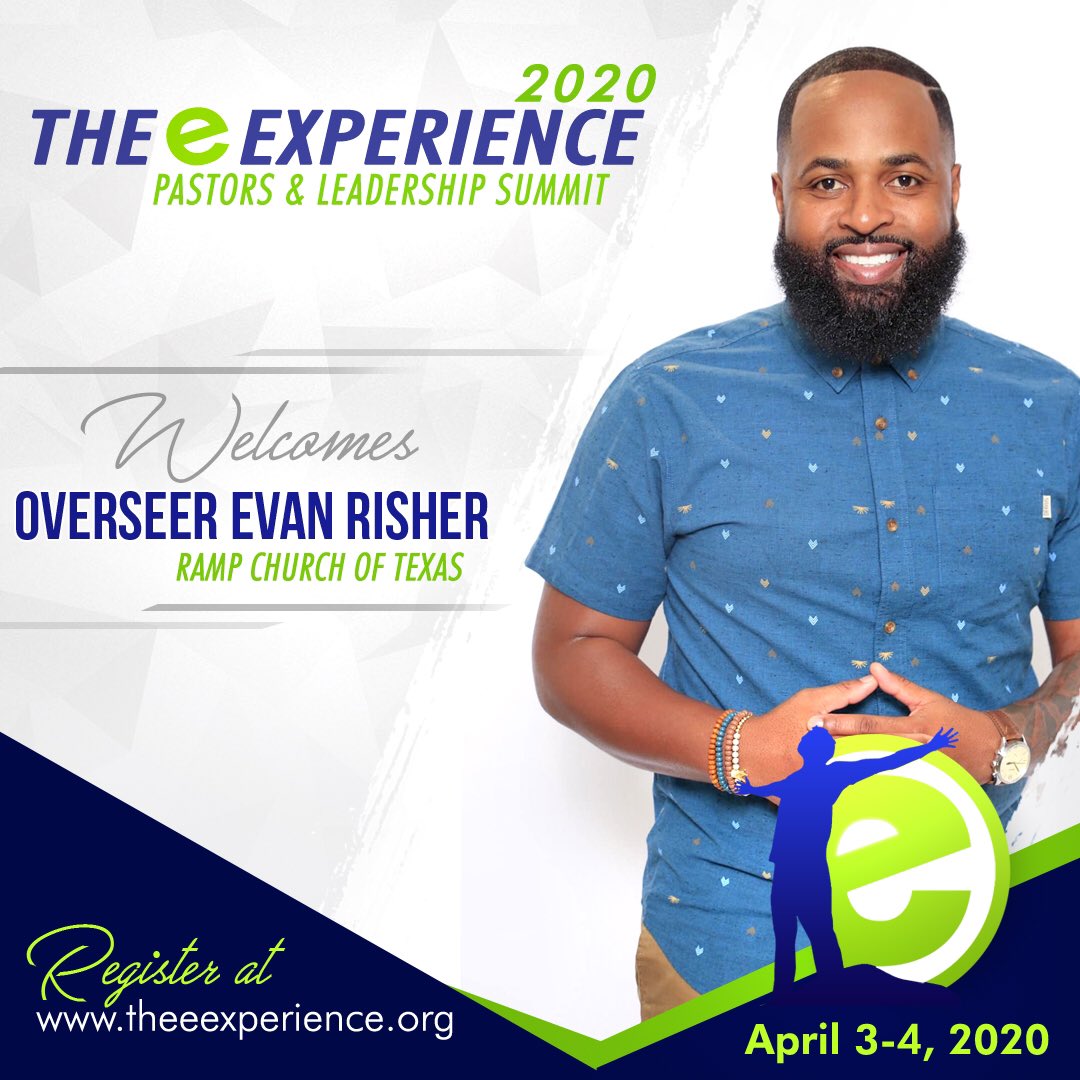 PastorandS's tweet photo. Pastor Evan D. Risher is coming to PLS’20-The “E” Experience
Pastor Evan is: 
🔹 An establishmentarian &amp; Overseer 
#RampChurchTexas #RampChurchHouston

🔹 A visionary #Renovate Leadership Conference

🔹 Gifted in merging contemporary w/ traditional worship styles

Register Today! https://t.co/RJsyoMyAoi