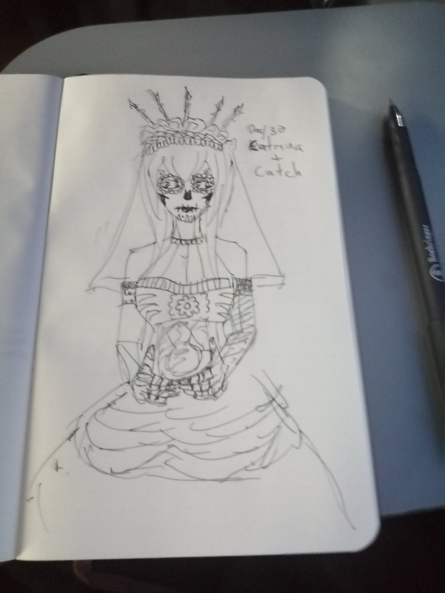 LK_wap's tweet photo. Day 30 of #fategoctober with the beautiful #scathatch styled into a #catrina dress. Don't let this death lady #catch your soul. #fanart #fgo #sketch #Inktober2019 #inktoberday30 https://t.co/8UBnyetaQx