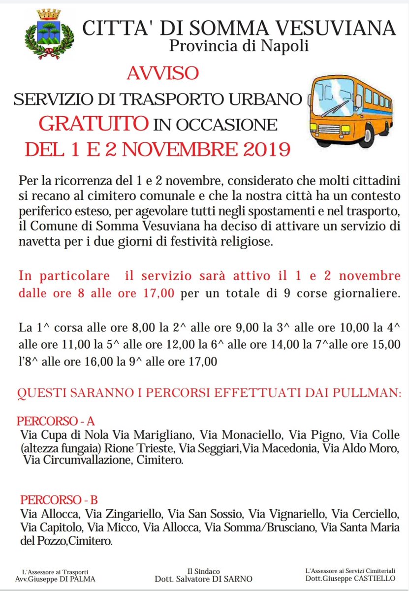 comune_somma's tweet photo. Per il 1 e 2 novembre il Comune offre servizio di trasporto gratuito per il cimitero. A questo link il comunicato stampa completo https://t.co/aDaNH3ywTL @SalvatoreDiSar1 https://t.co/fe5eavVn22