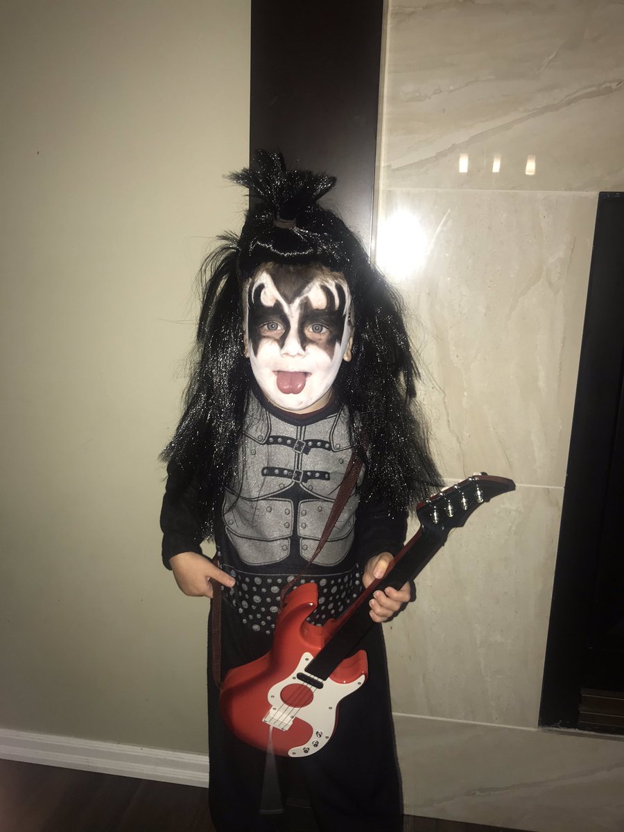 Julia_J_85's tweet photo. @genesimmons My three year old son is absolutely in love with the band KISS and only wanted to be The Demon for Halloween!!! He watches music videos of KISS on you tube and copies Gene Simmons moves!!! #genesimmons #kiss #rockandrollallnight #halloween2019 https://t.co/b5NbuAHlns