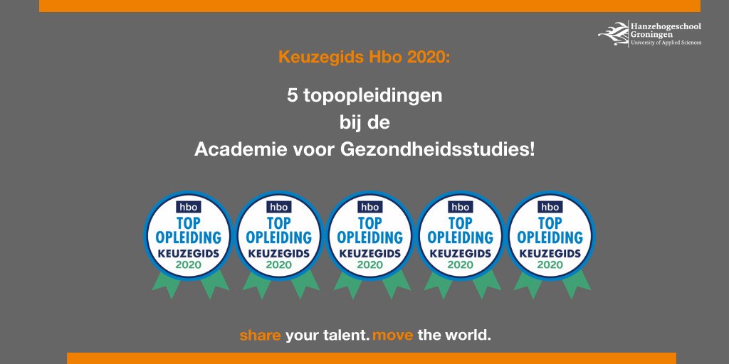 Vijf topopleidingen bij de Academie voor Gezondheidsstudies in de Keuzegids 2020!
Lees meer: bit.ly/2otxlcW
#trots #keuzegids2020 #topopleiding #fysiotherapie #Managementindezorg #MBRT #Logopedie #Mondzorgkunde
#sharetourtalentmovetheworld