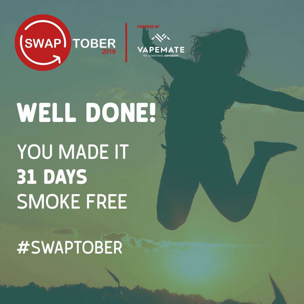 3⃣1⃣ DAYS, YOU DID IT! 🥳🎉

#Stoptober #Swaptober #QuitSmoking