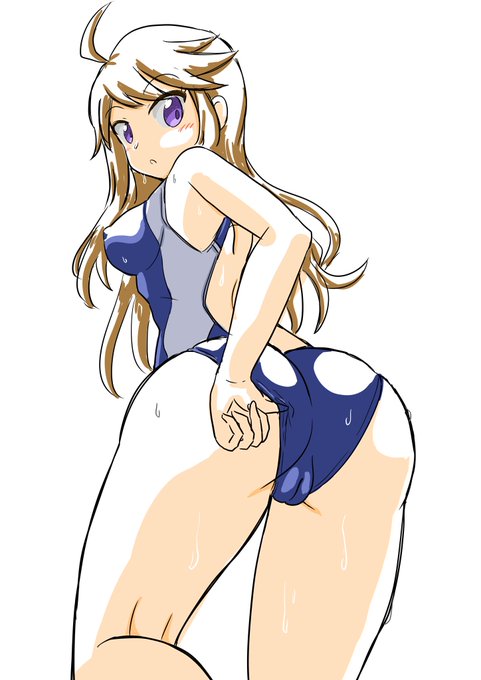 >競泳水着の日という素晴らしい日があるそうなのでお尻に食い込んだ水着のくい込みを直す所さんを何卒…  #odaibako_origomato 