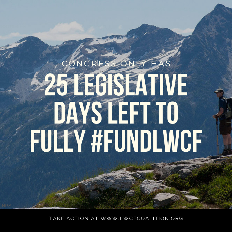LWCFCoalition's tweet photo. Congress only has 25 legislative days until the end of the year. They must fully and permanently #FundLWCF before they leave for their December recess! https://t.co/AUIusxu6OL